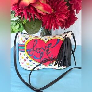 Brighton Love EUC canvas & leather crossbody